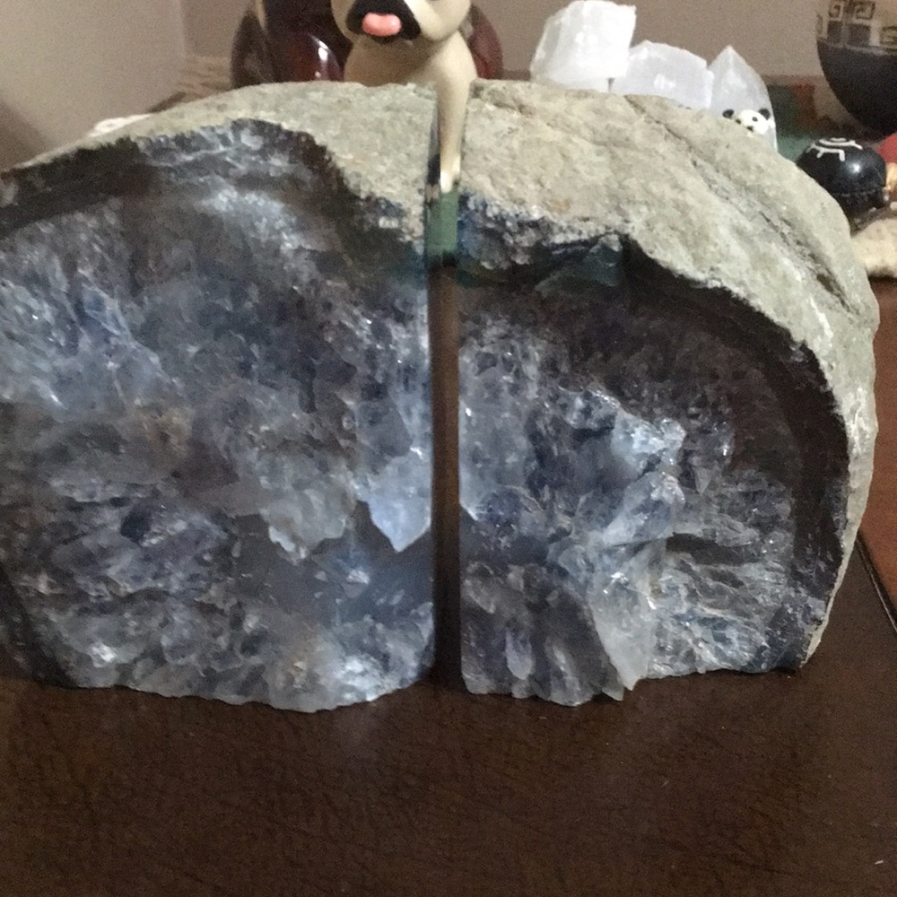 Blue agate bookends
